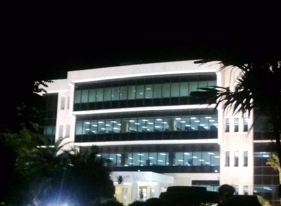Front night view of Central Library at VIT