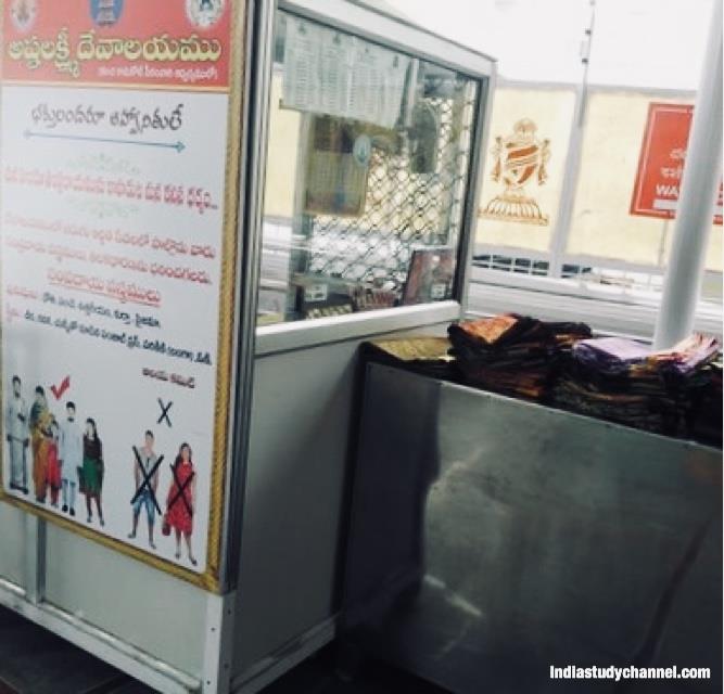 Goddess saree selling counter in Ashtalakshmi Temple, Vasavi Colony