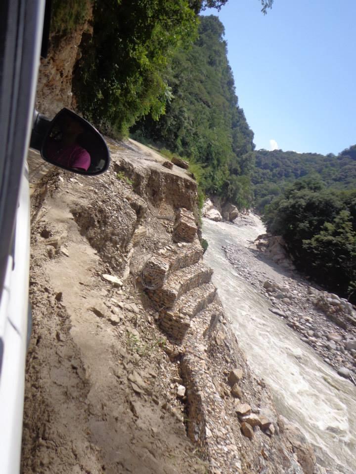 Road washed away in the Uttrakhand floods