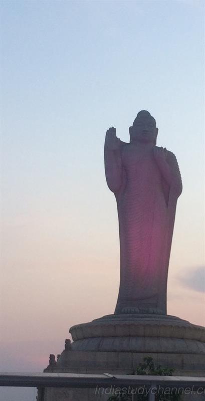 Statue of Buddha in Hussainsagar Lake in Hyderabad