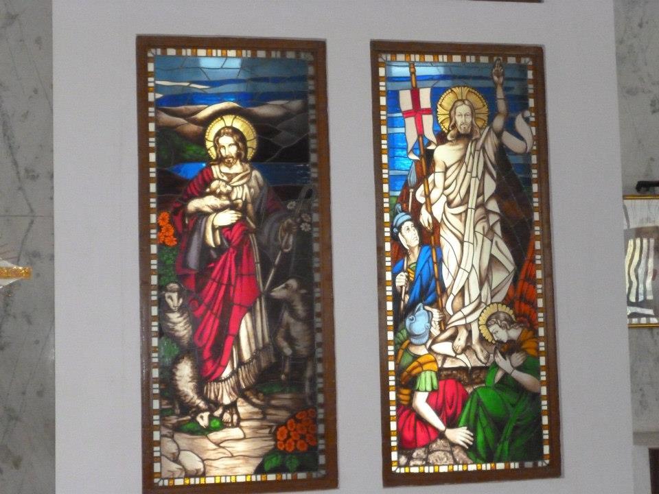 Stained glass mural inside Church at Delhi