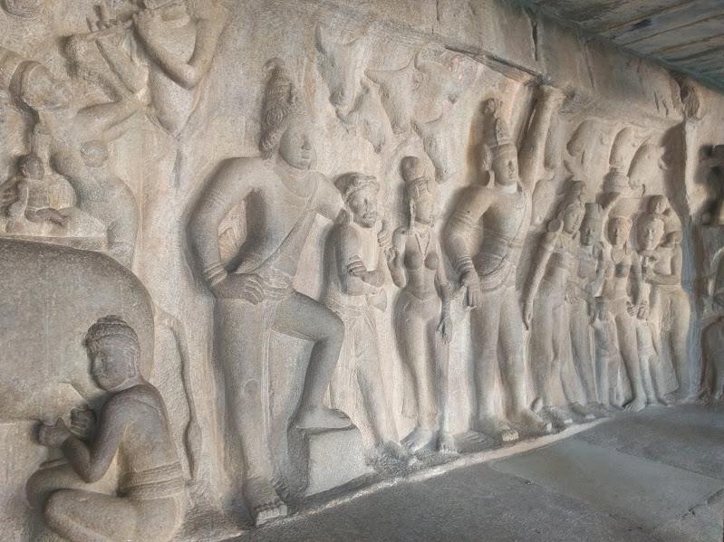 Mural at Rock Temple at Mahaballipuram