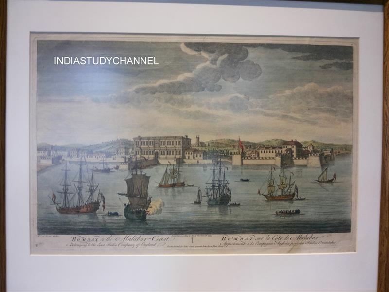 A painting of Bombay on the Malabar Coast as seen in Chhatrapati Shivaji Museum, Mumbai.