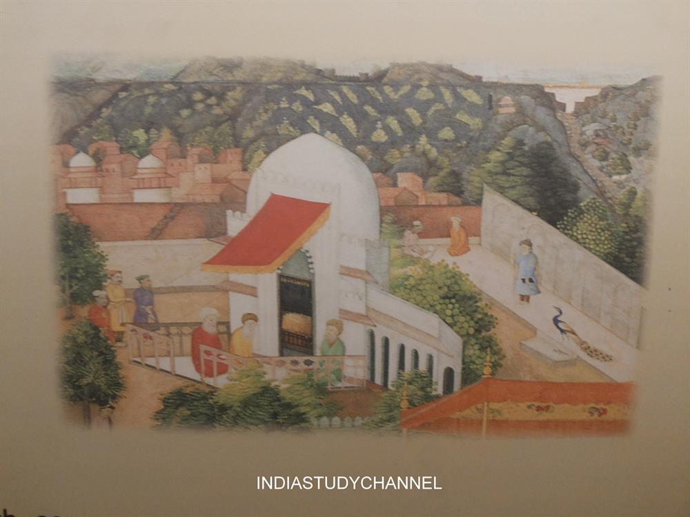 Mughal style miniature painting of Akbars time (1556-1605) as seen in Chhatrapati Shivaji Museum