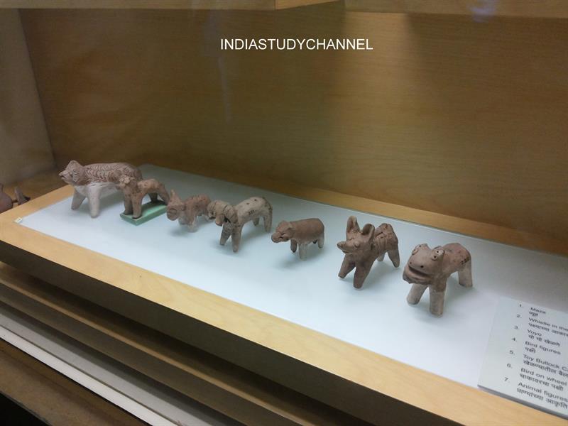 Terracotta Toys excavated from Harappan sites as seen in Chhatrapati Shivaji Museum, Mumbai