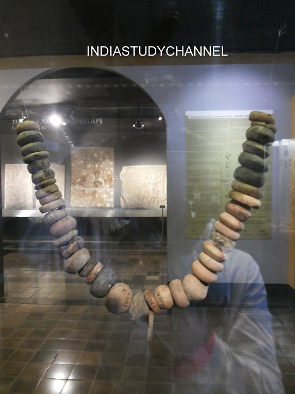 Garland made out of burnt bricks from Harappan site as as seen in Chhatrapati Shivaji Museum, Mumbai