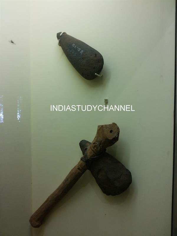 Neolithic Stone Age Tools-Muller and Axe as seen in Chhatrapati Shivaji Museum, Mumbai