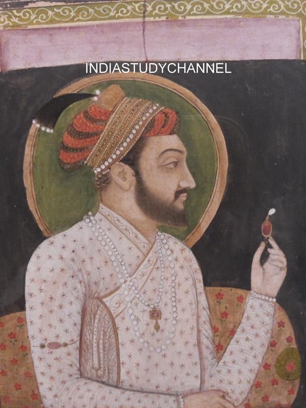 Miniature painting of Mughal emperor Shah Jahan as seen in Chhatrapati Shivaji Museum, Mumbai.