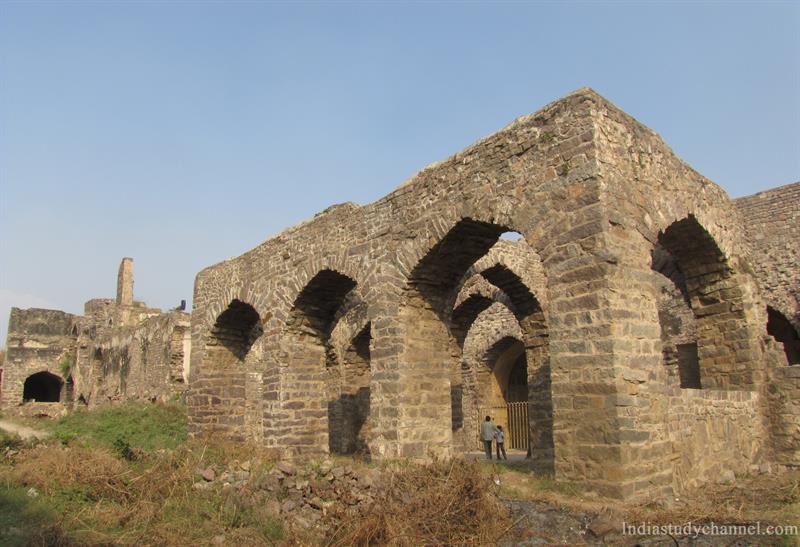 The ruins of the Rani Mahal in Golconda Fort
