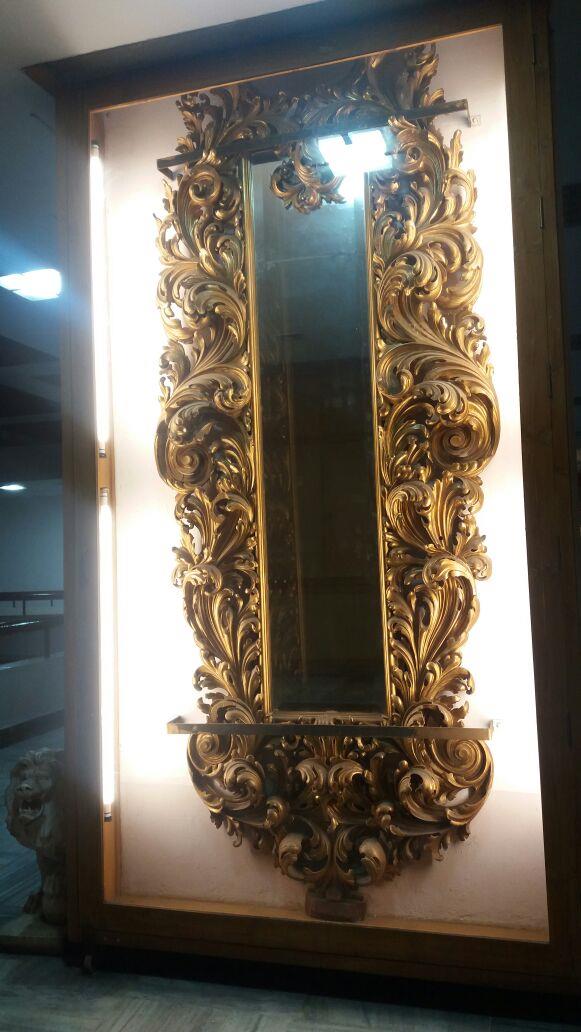 Salar Jung Museum-An antique decorated Mirror in the Museum, Hyderabad, Telangana, India