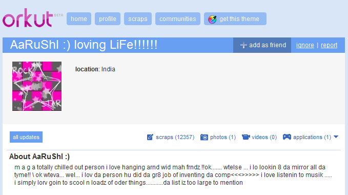 This is the name of Aarushi talwar's in her orkut profile.