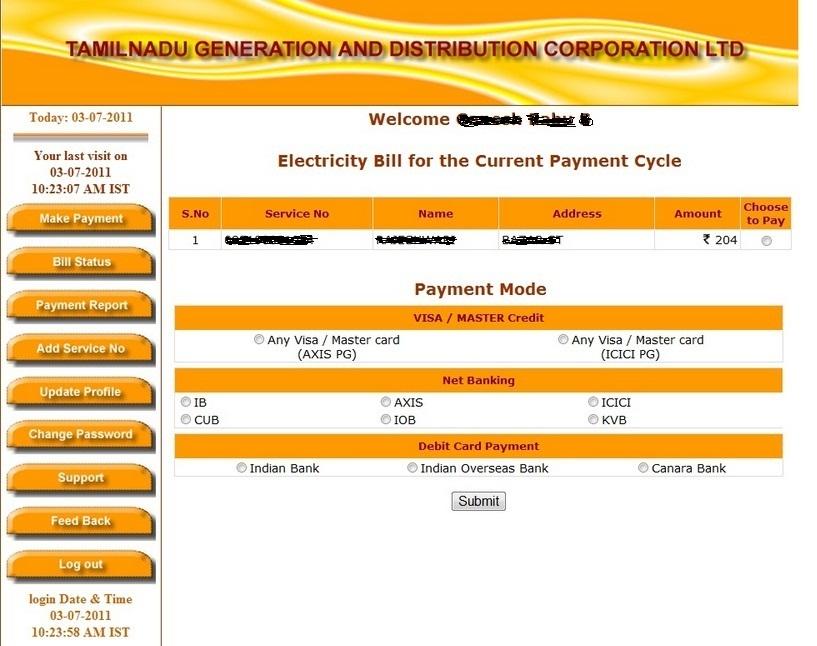 Tamil nadu eb bill payment