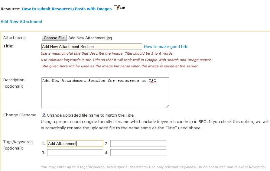 Attach File Selections