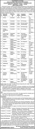 Notification for various job vacancies in Health & Family Welfare, Government of Assam