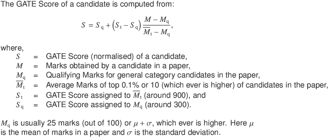 New Formula to calculate GATE 2013 score