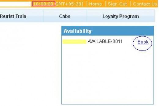 Click Book button at 10:00 AM