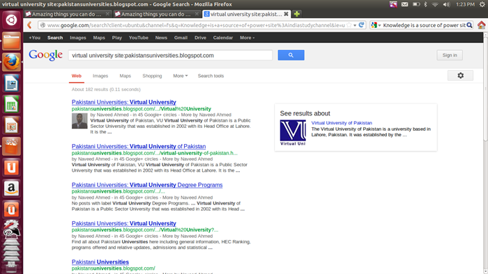 Melakukan pencarian situs di Google