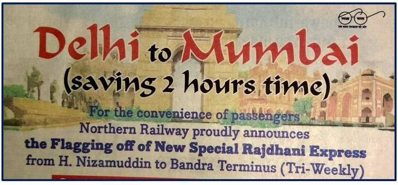 Rajdhani Express Mumbai To Delhi Fare Chart