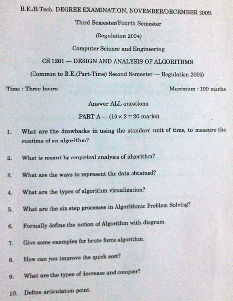 Analysis And Design Of Algorithms ADA 2 marks question
