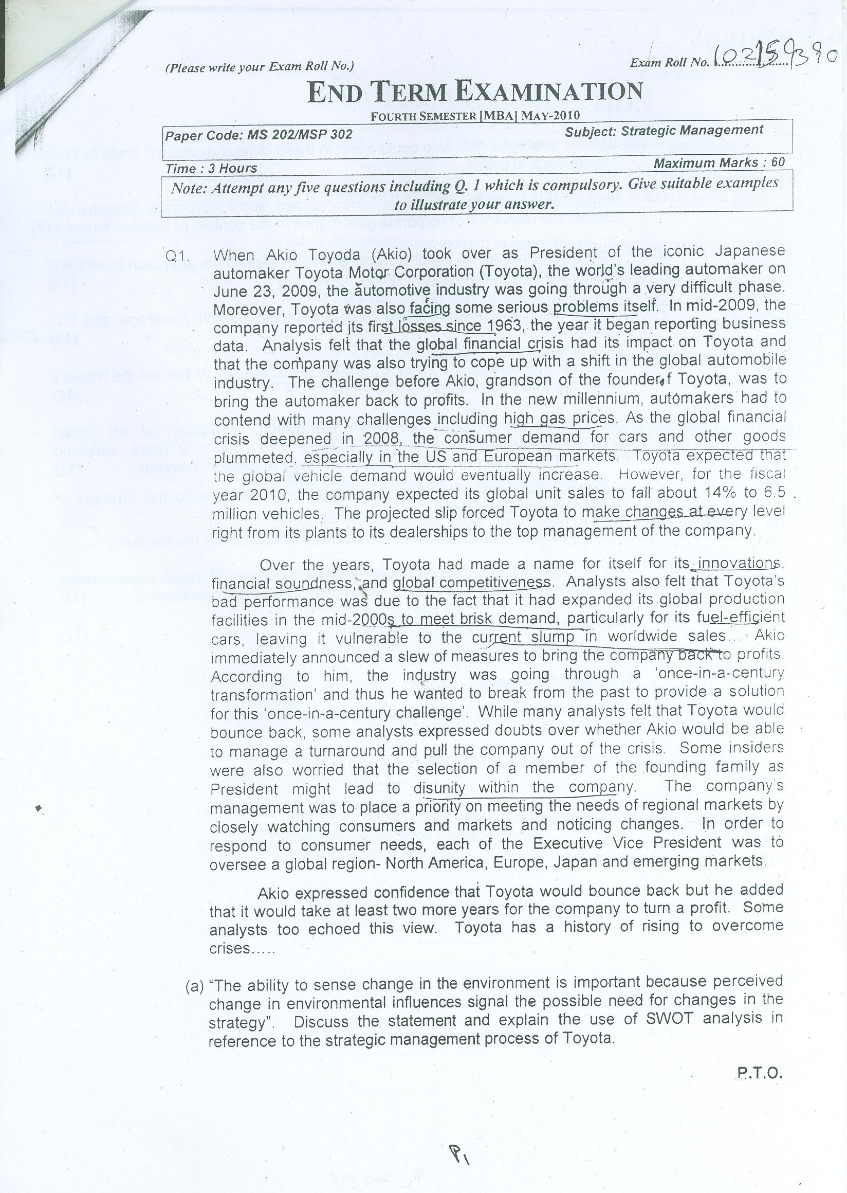 Strategic management essays