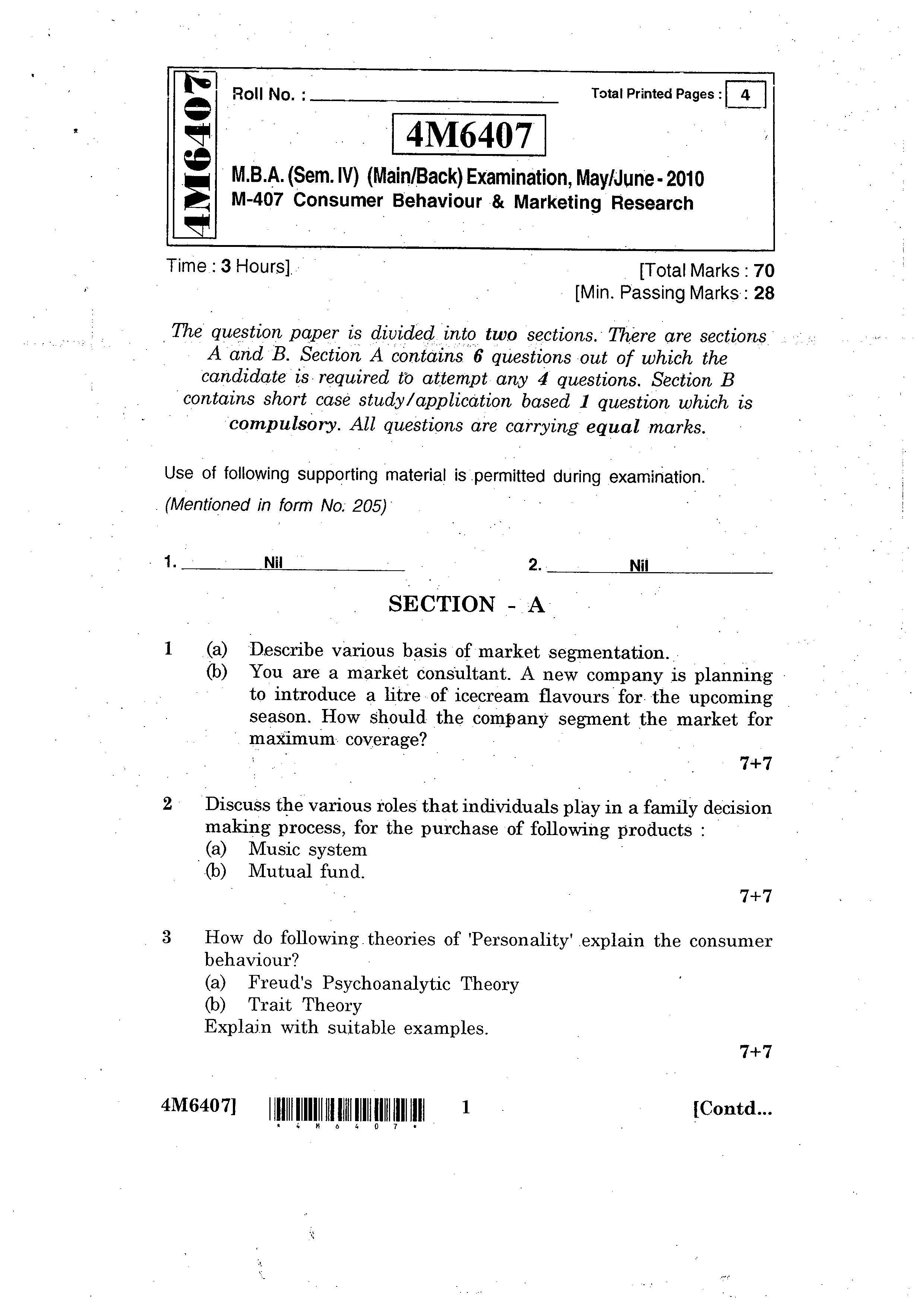 marketing research and consumer behaviour question paper marketing research and consumer behaviour question paper