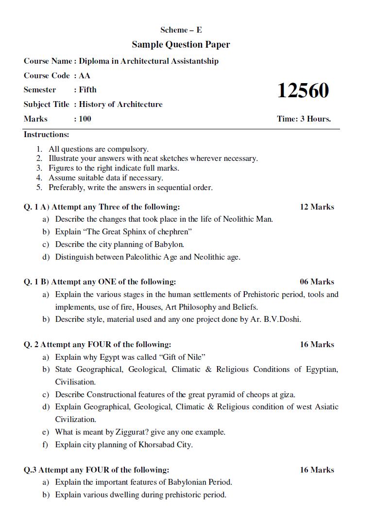 Maharashtra State Board of Technical Education General MSBTE Sample Question Paper for Diploma