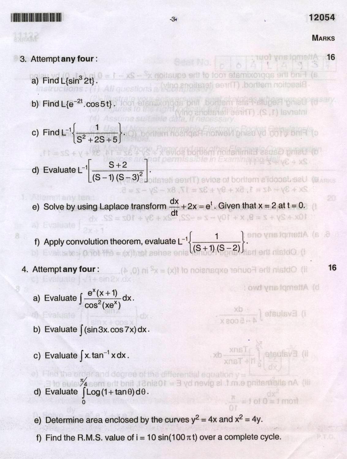 State Board of Technical Education MSBTE Question paper for Diploma ...