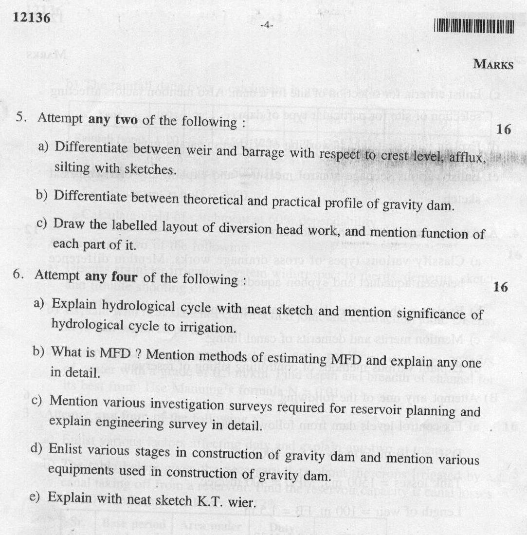 Maharashtra State Board Of Technical Education MSBTE Question Paper For Diploma In Civil 