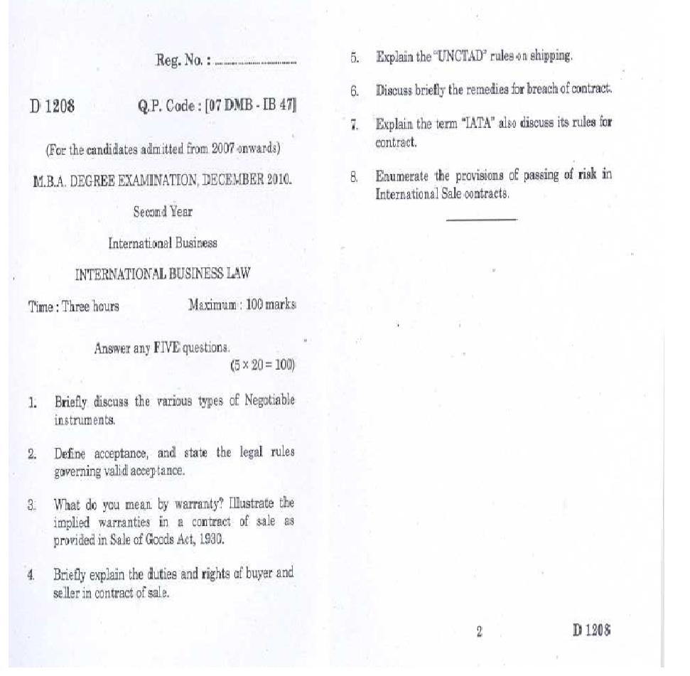 Business law essay questions