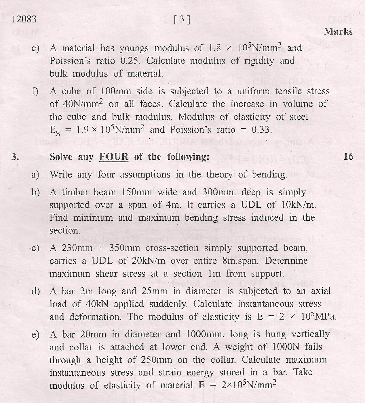 Maharashtra State Board Of Technical Education MSBTE Question Paper For Diploma In Civil 