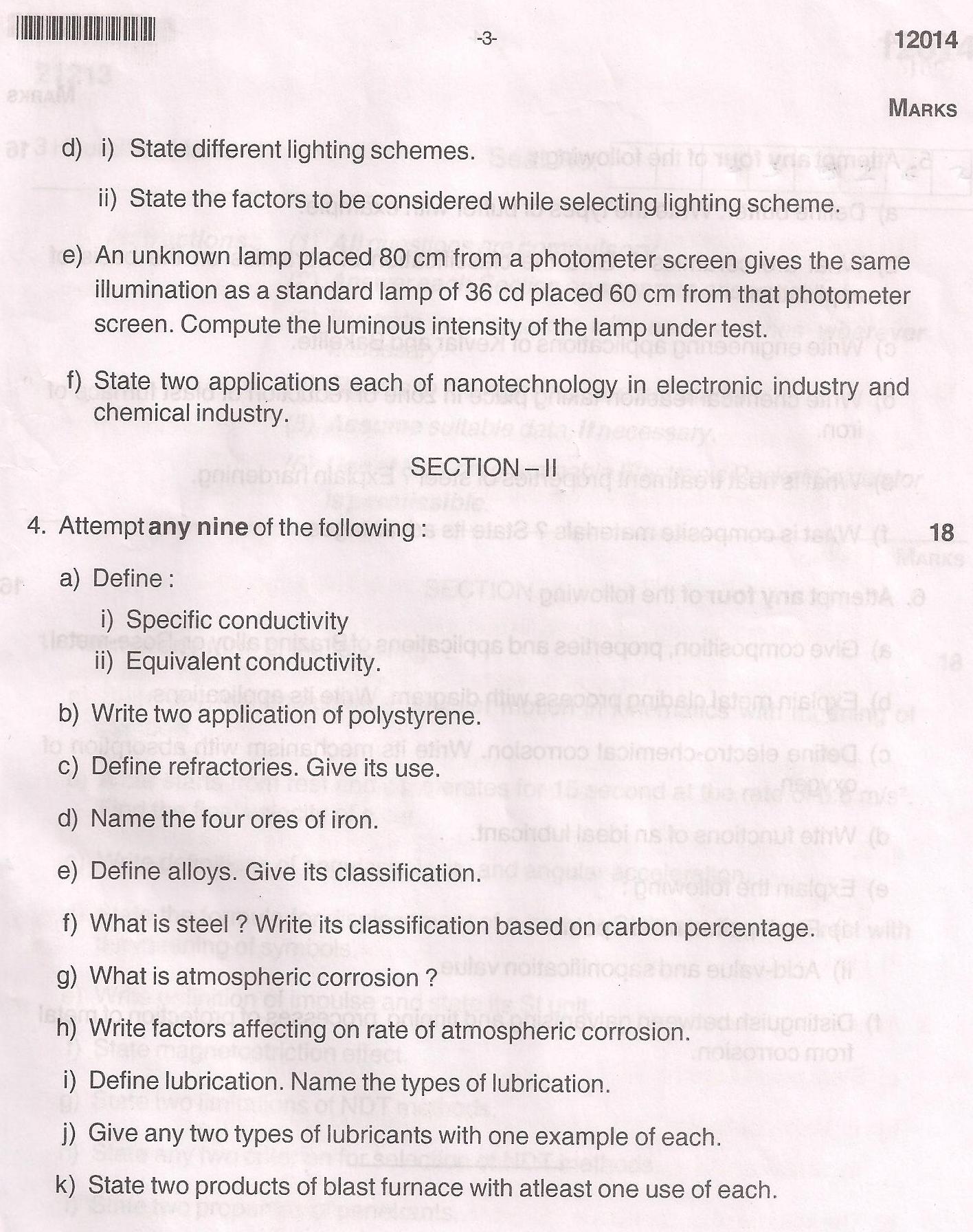 Diploma Mechanical Engineering MSBTE Question paper for Diploma ...