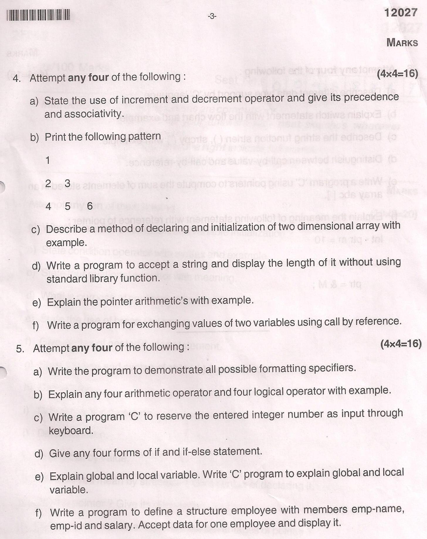 Maharashtra State Board of Technical Education, Mumbai MSBTE Question
