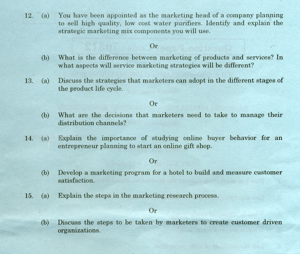 Marketing management papers