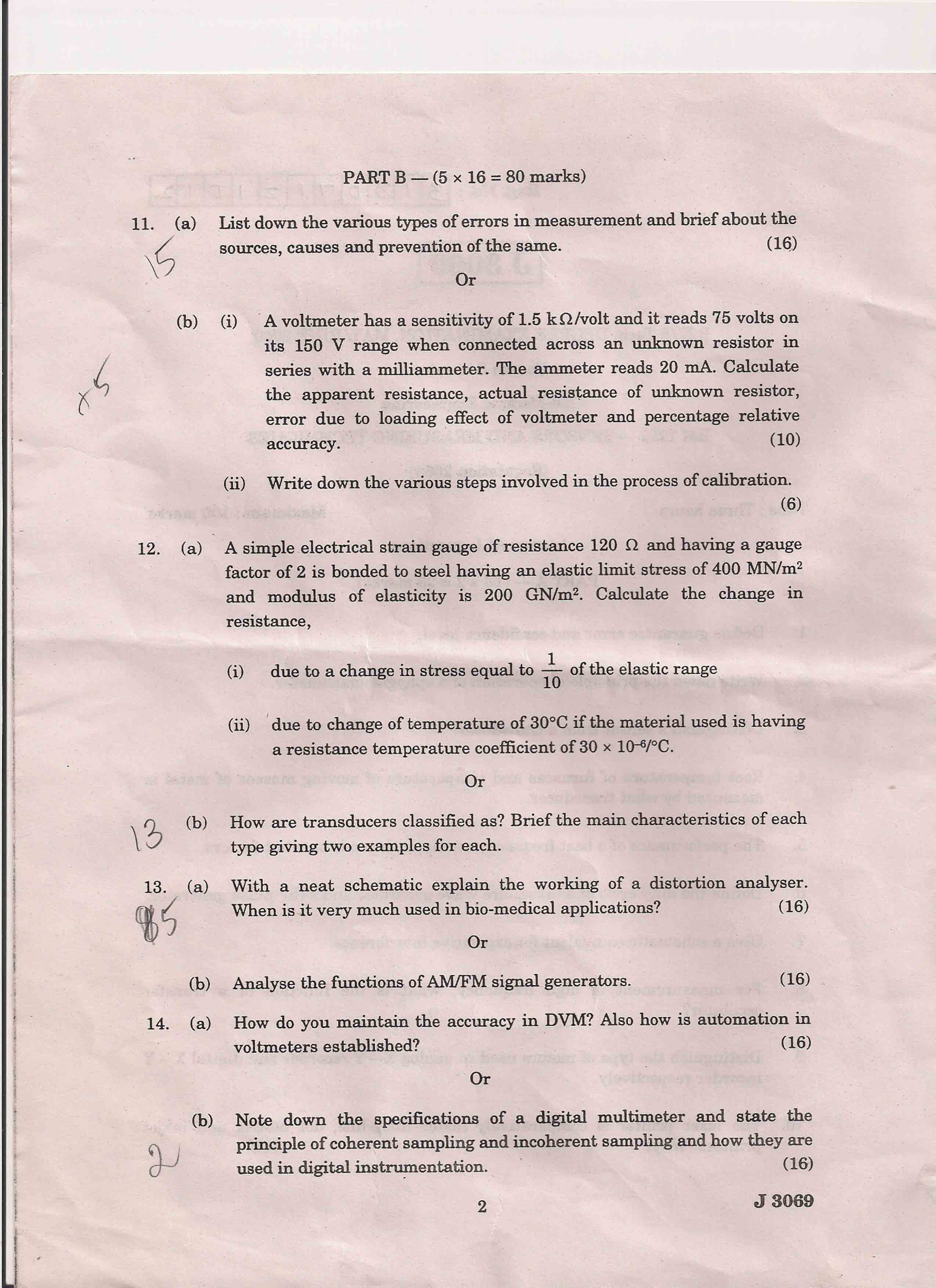 ... , MAY/JUNE 2009 Anna University Chennai Question paper for BME