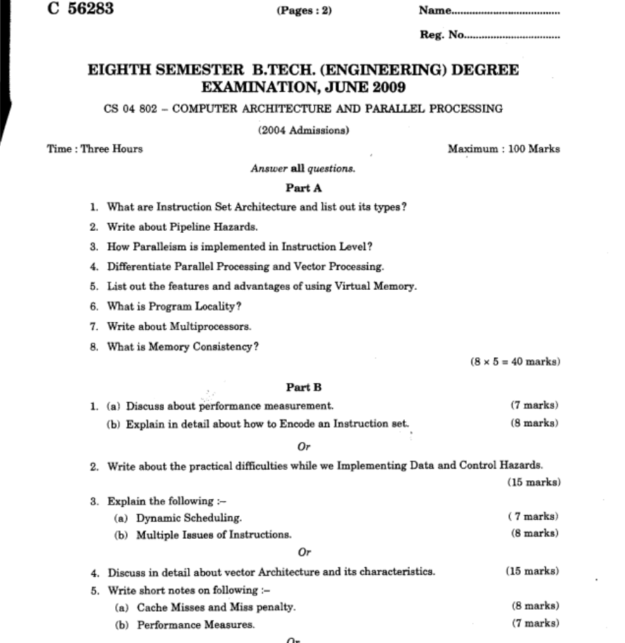 Architecture Design Question Paper university of calicut computer architecture and parallel Architecture Design Question Paper university of calicut computer architecture and parallel