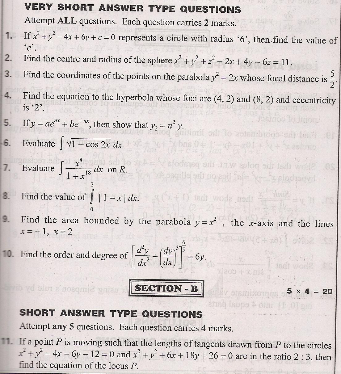 Board of intermediate question papers 2009