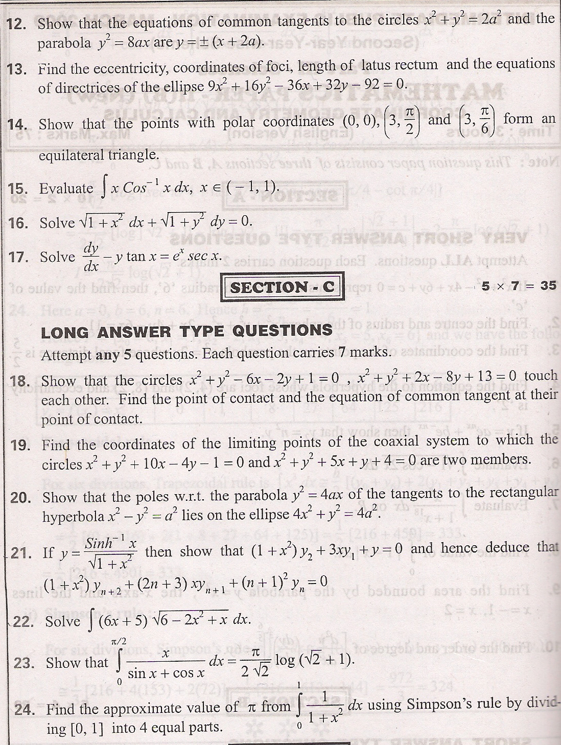 Board of intermediate question papers 2009